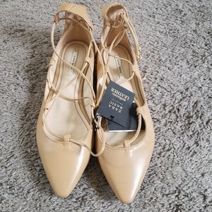 Zara women's flats lace up beige 38